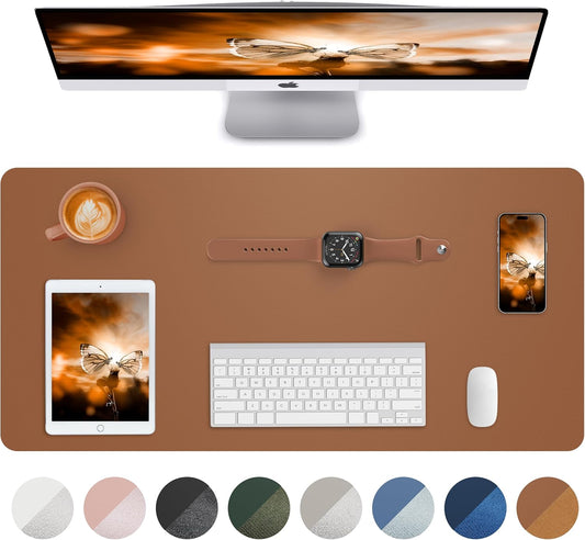 Non-Slip Desk Pad,Mouse Pad,Waterproof PU Leather Desk Protector,Ultra Thin Large Desk Blotter,Waterproof Keyboard mat for Office/Home/Decor(Brown 23.6" x 13")