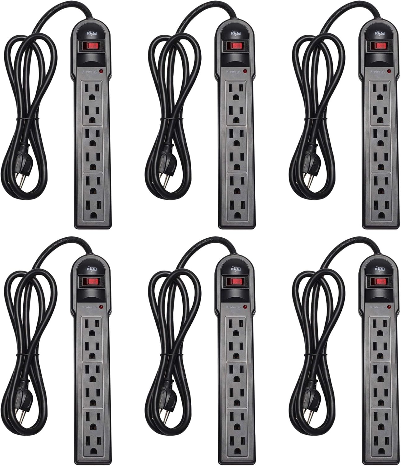 KMC 6-Outlet Surge Protector Power Strip 6 Pack
