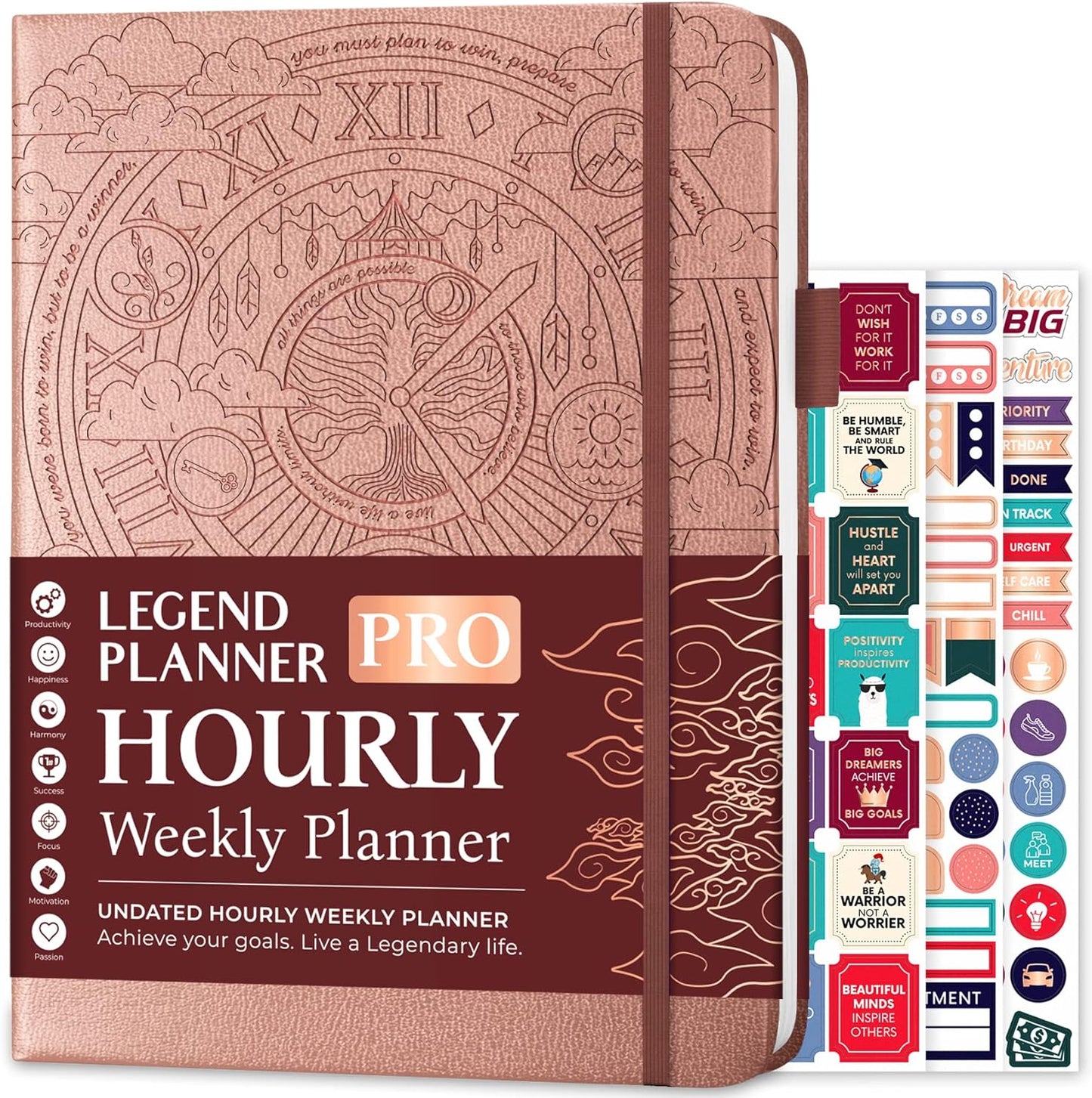 Legend Planner PRO Hourly Schedule - Weekly & Daily Organizer with Time Slots. Appointment Book Journal for Work & Personal, A4 (Rose Gold)