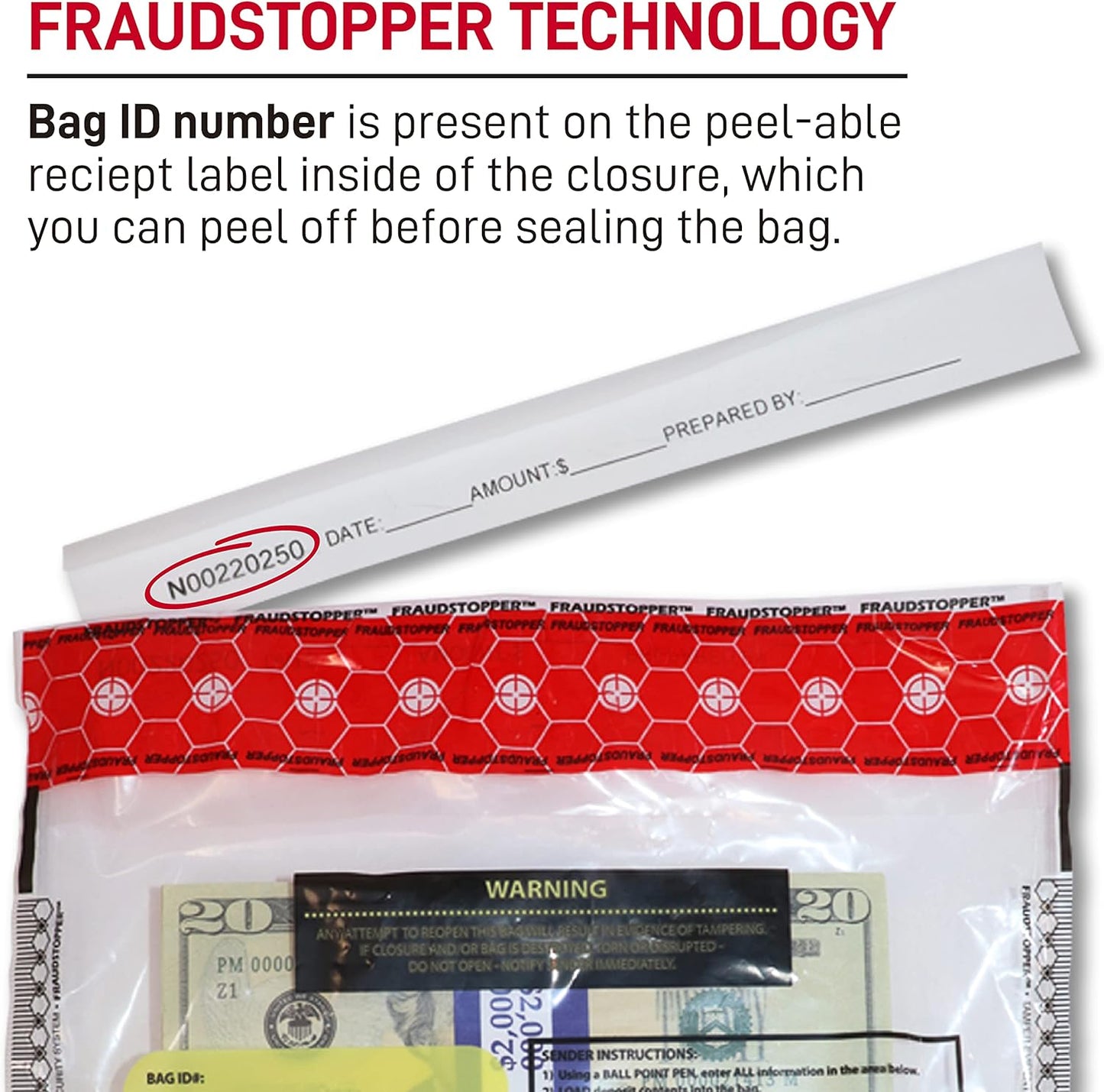 Nadex 9 x 12 Inch Tamper Evident Bank Deposit Bags with FRAUDSTOPPER Level 4 Security, 1000 Pack (Clear)