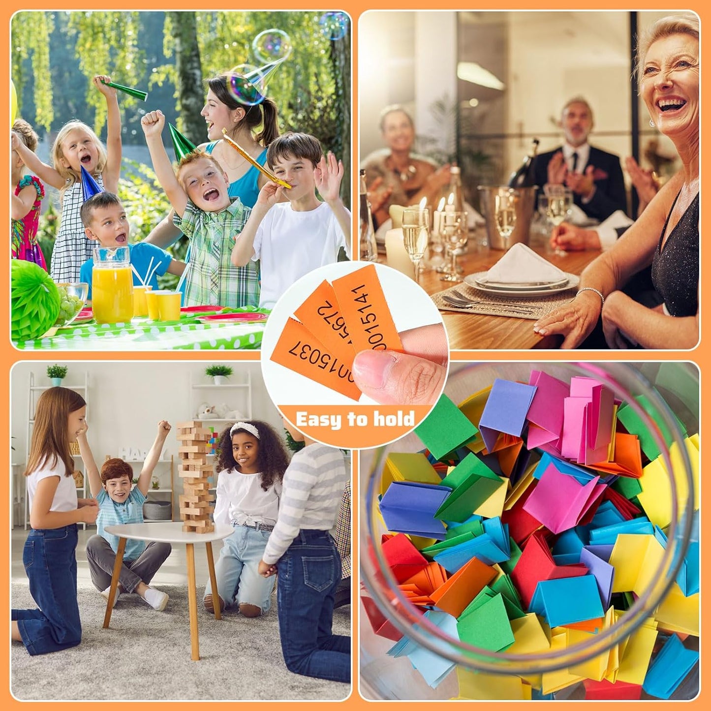 Kosiz 2000 Sheets Raffle Ticket 25 Bid Chinese Auction Tickets Tricky Tray Basket Raffle Sheets for Back to School Class Rewards Carnival Door Prizes Events(Orange)