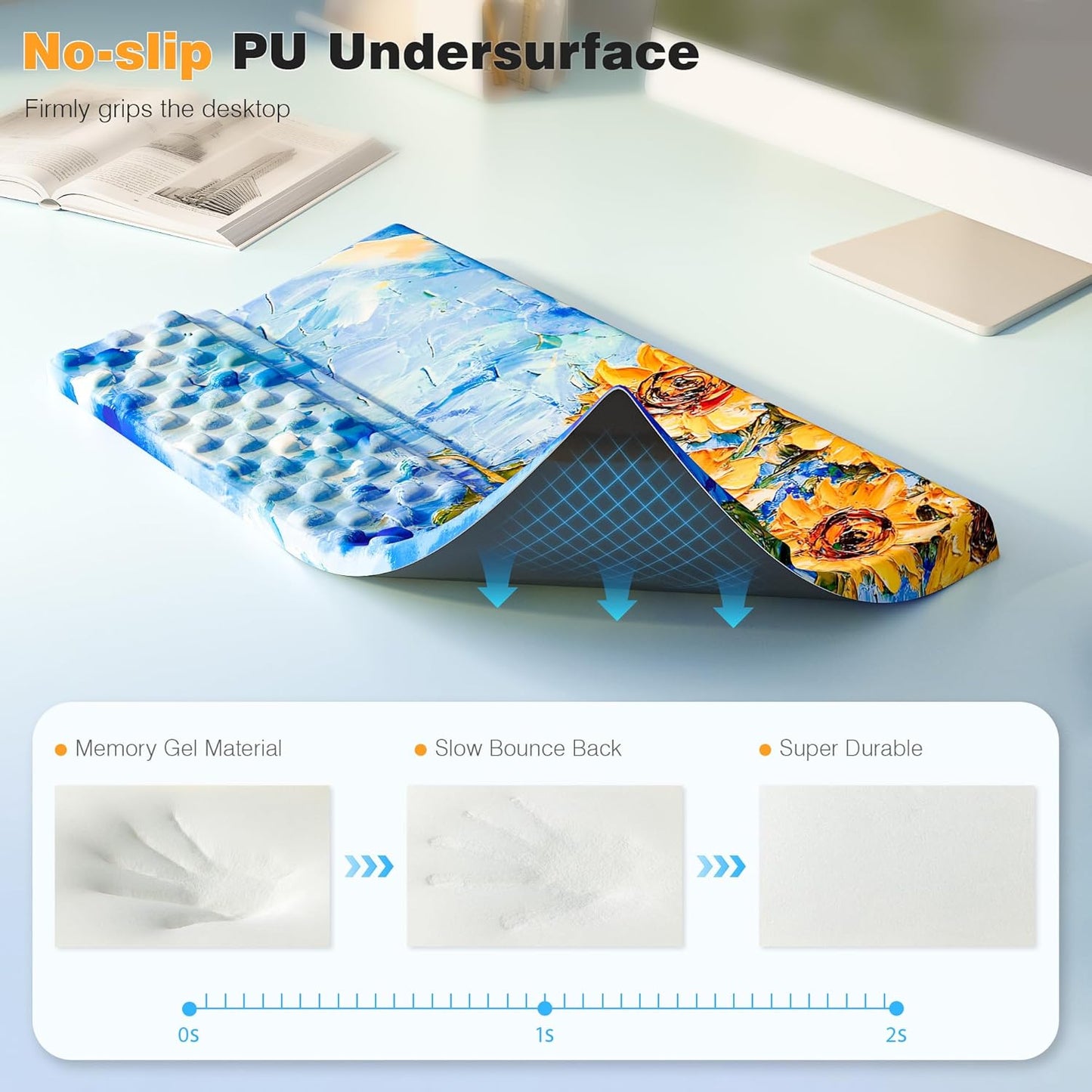 Ospelelf Ergonomic Keyboard Wrist Rest Pad Comfortable Keyboard Stand Riser Holder Pad for Office Gaming