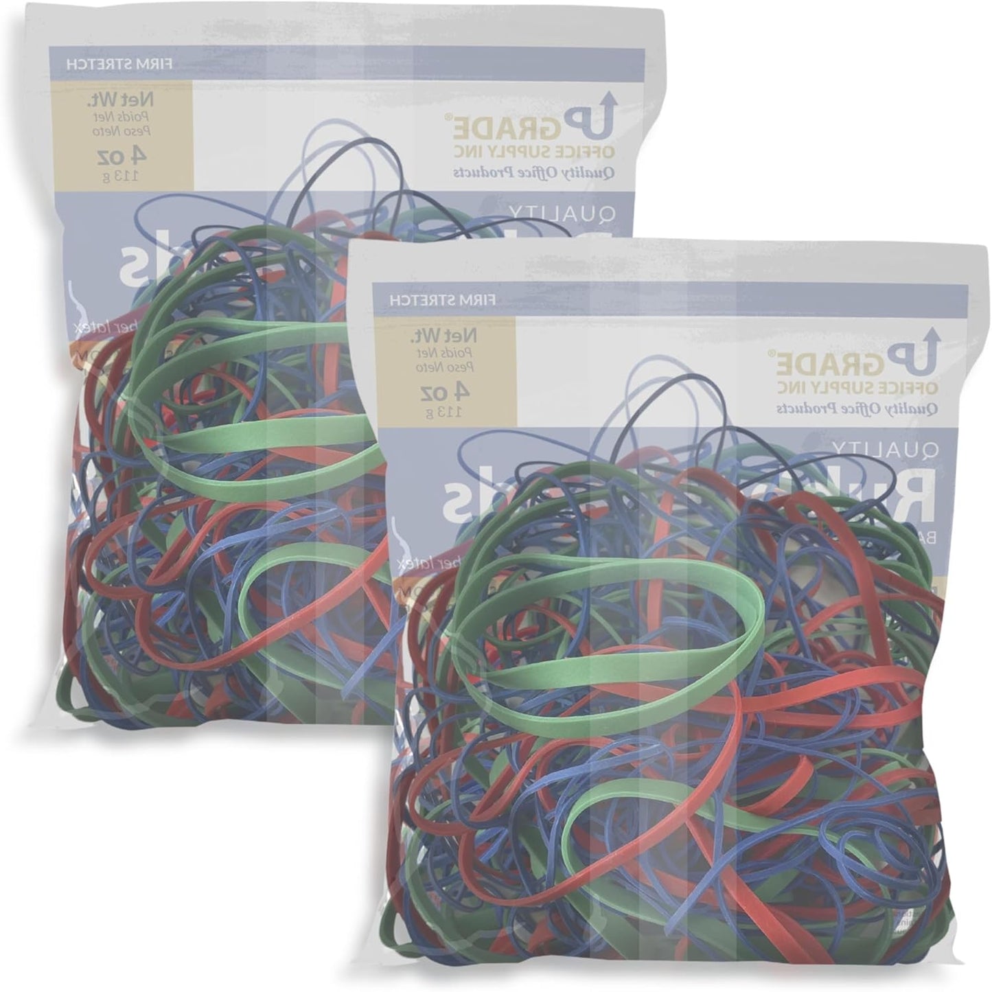 Upgrade Office Supply UPG22754PK2 Rubber Bands, Assorted Size and Colors, 1/4 lb 2-Pack, USA