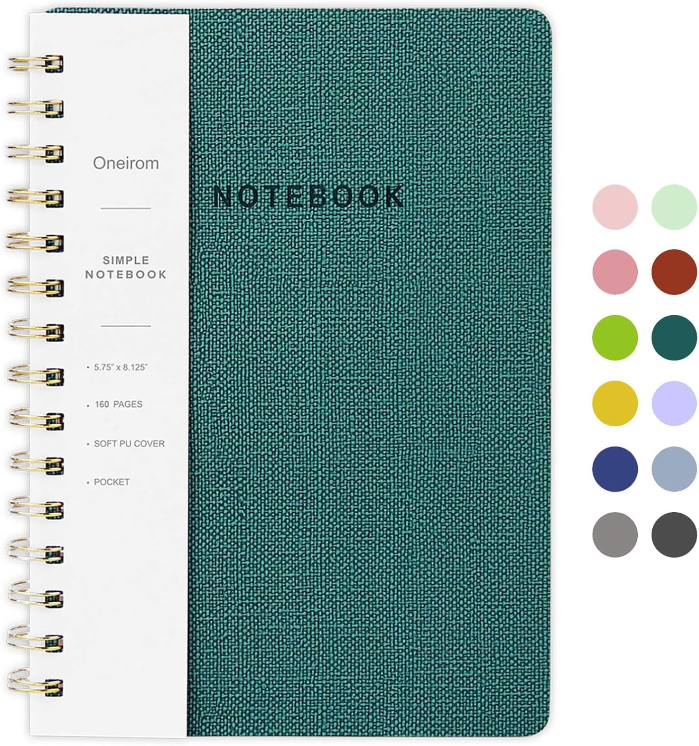 Lined Spiral Notebook College Ruled A5 Journal Book for Note Taking, 160 Pages Writing Journal for Office and Home School Supplies 5.75x8.125 inch (0Green)