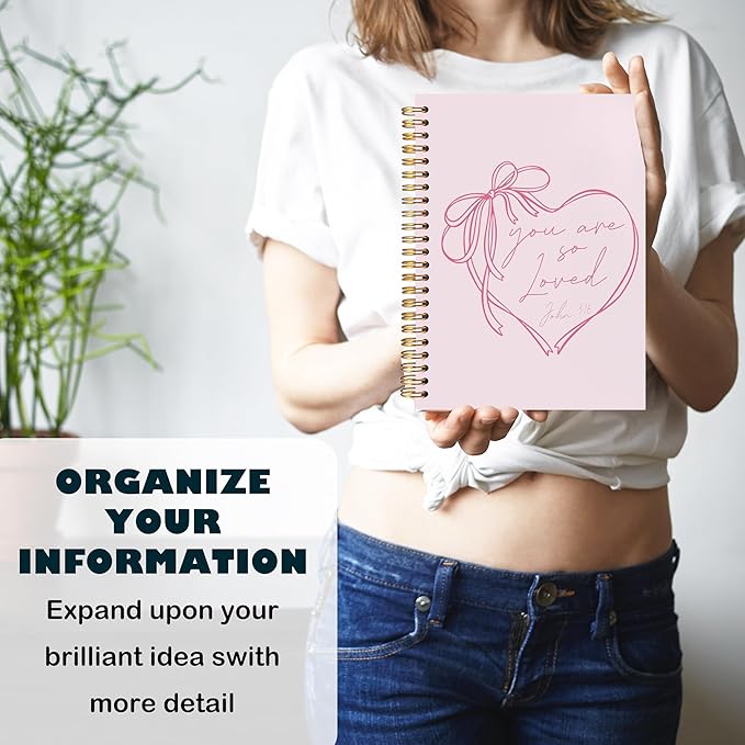 BearCake Coquette Pink Bow Christian Notebook Journal, Christian Gifts for Women, You Are So Loved Bible Journaling Prayer for Women, Preppy Aesthetic Hardcover Spiral Notebook 5.5x8.3