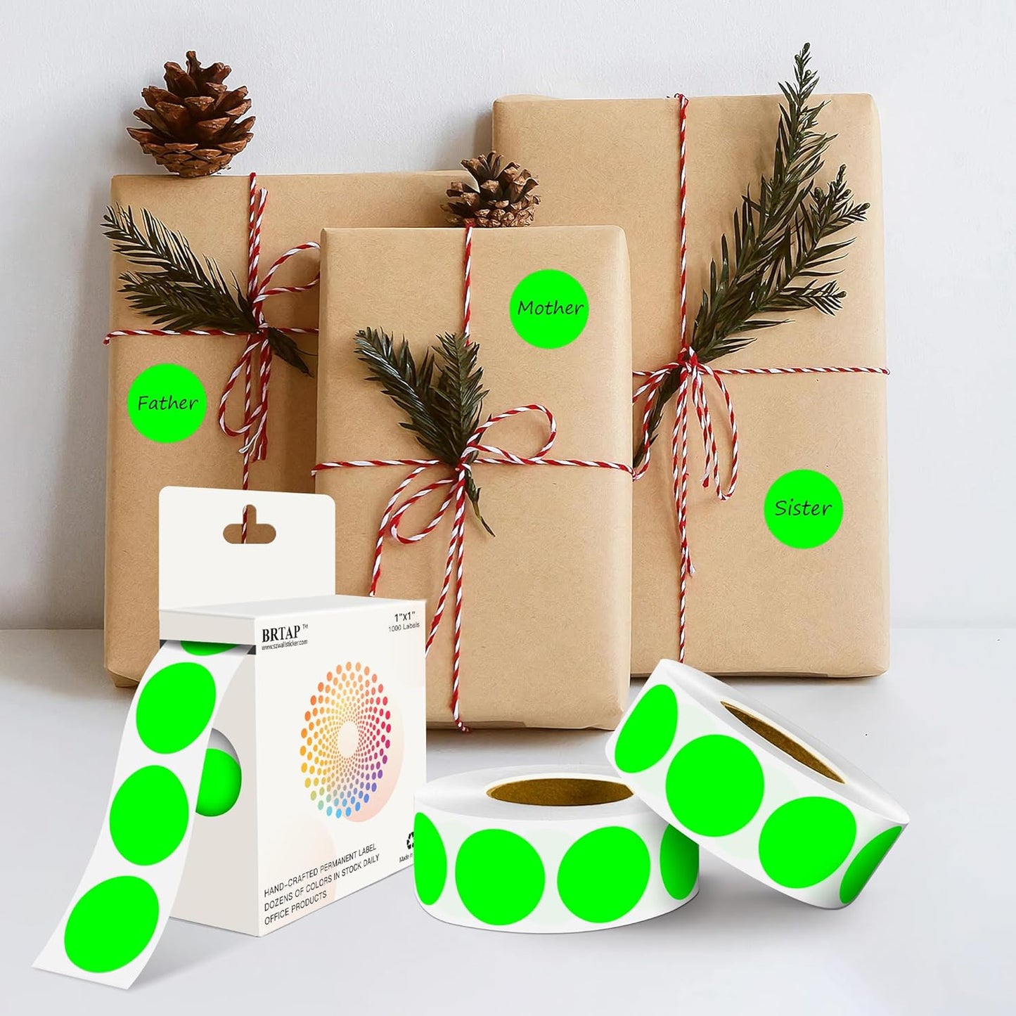 Fluorescent Green 1 Inch Round Color Coding Labels with 4000 Dots, 4 Rolls - Bright Color Dot Stickers for File Folders, Inventory System - Highly Visible