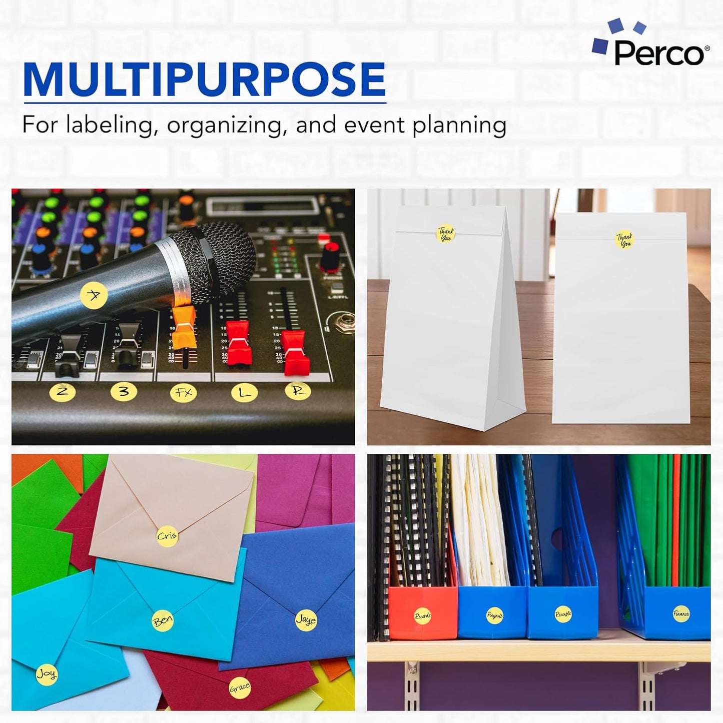 Perco Metallic Gold 1-Inch Perforated Circle Dot Sticker Labels — 10 Rolls, 10,000 Round Stickers — with Permanent Adhesive for Awards, Invitations, Events, Gift Packaging, Crafting — Made in USA