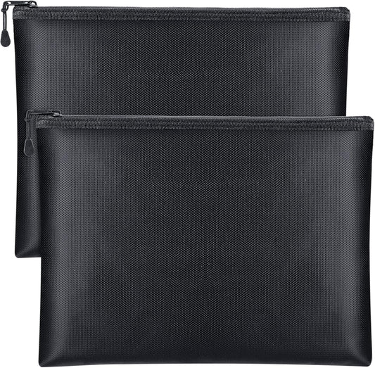 Epakh 2 Pack Fireproof Document Bags 13.4 x 9.4 Inch Waterproof and Fireproof Money Bag Document Holder with Zipper Fireproof Safe Storage Bag for A4 Documents, Money, Passport and Tablet