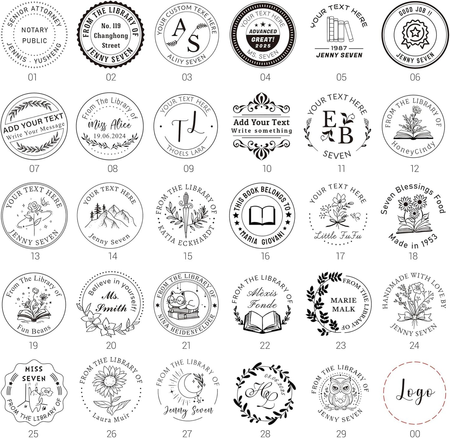 Custom Stamps Self-Inking, Personalized Business Logo Text Stamp, Customized Stamp for Book, Address, Teacher, Office | Ex libris | Round 1.65" - 5 Ink Color