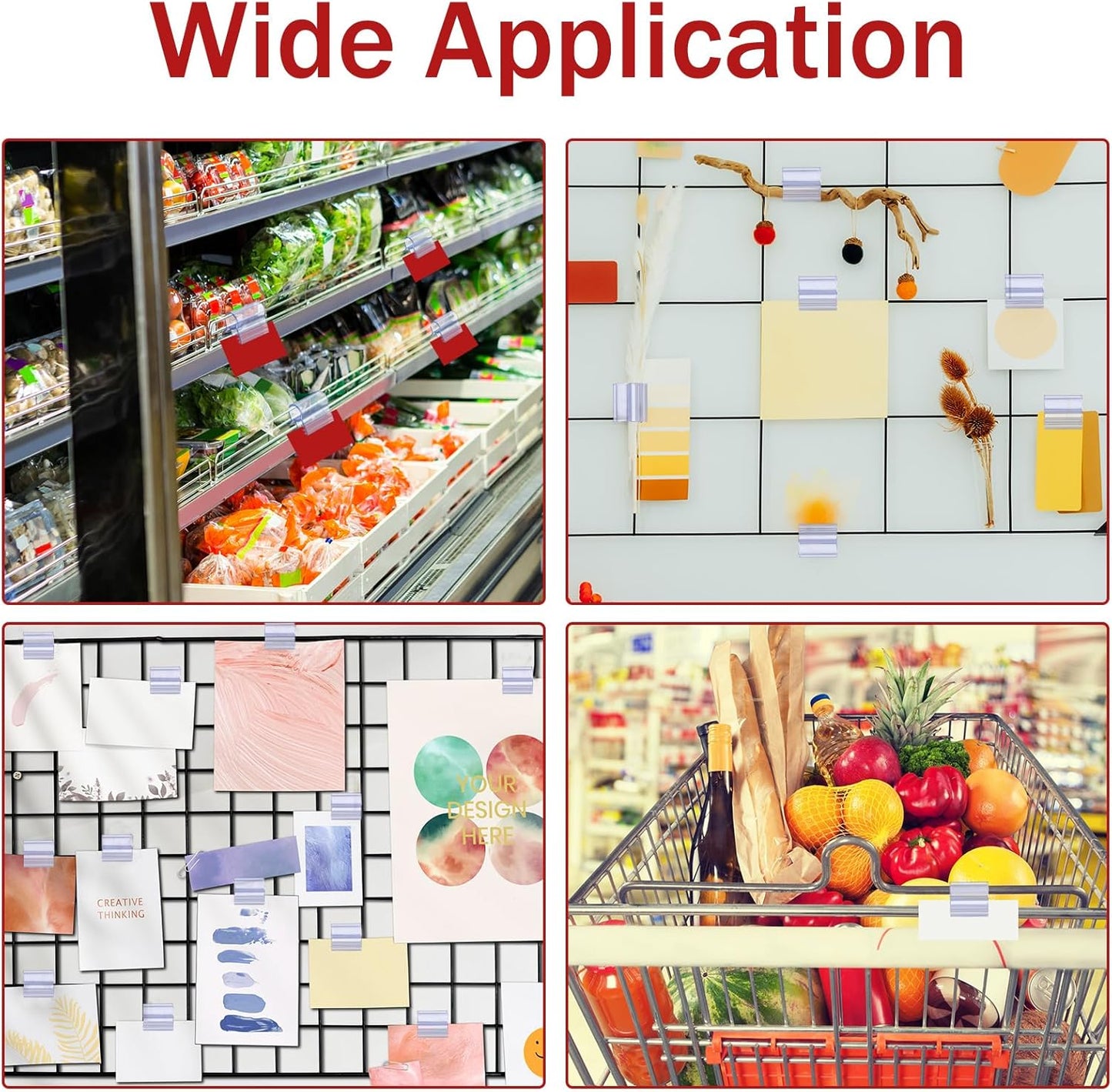 Kathfly 100 Pcs Gridwall Sign Holder Clip 1 Inch Wire Shelf Label Holder Clip on Price Tag Card Display Gridwall Accessories for Wire Rack Slatgrid Shelves & Baskets