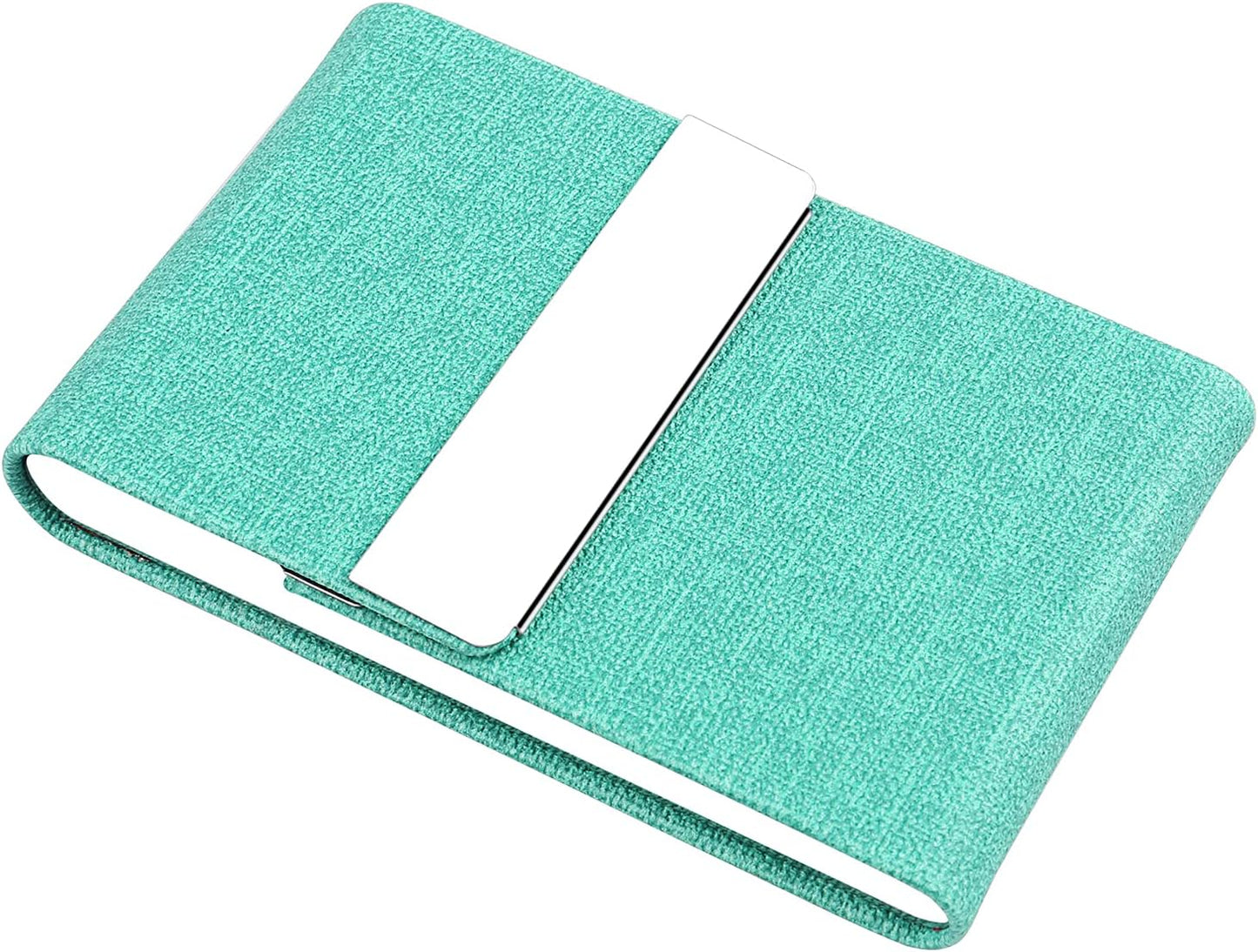 Business Card Holder for Women and Men - Magnetic Shut Case for Purse, Green-bm