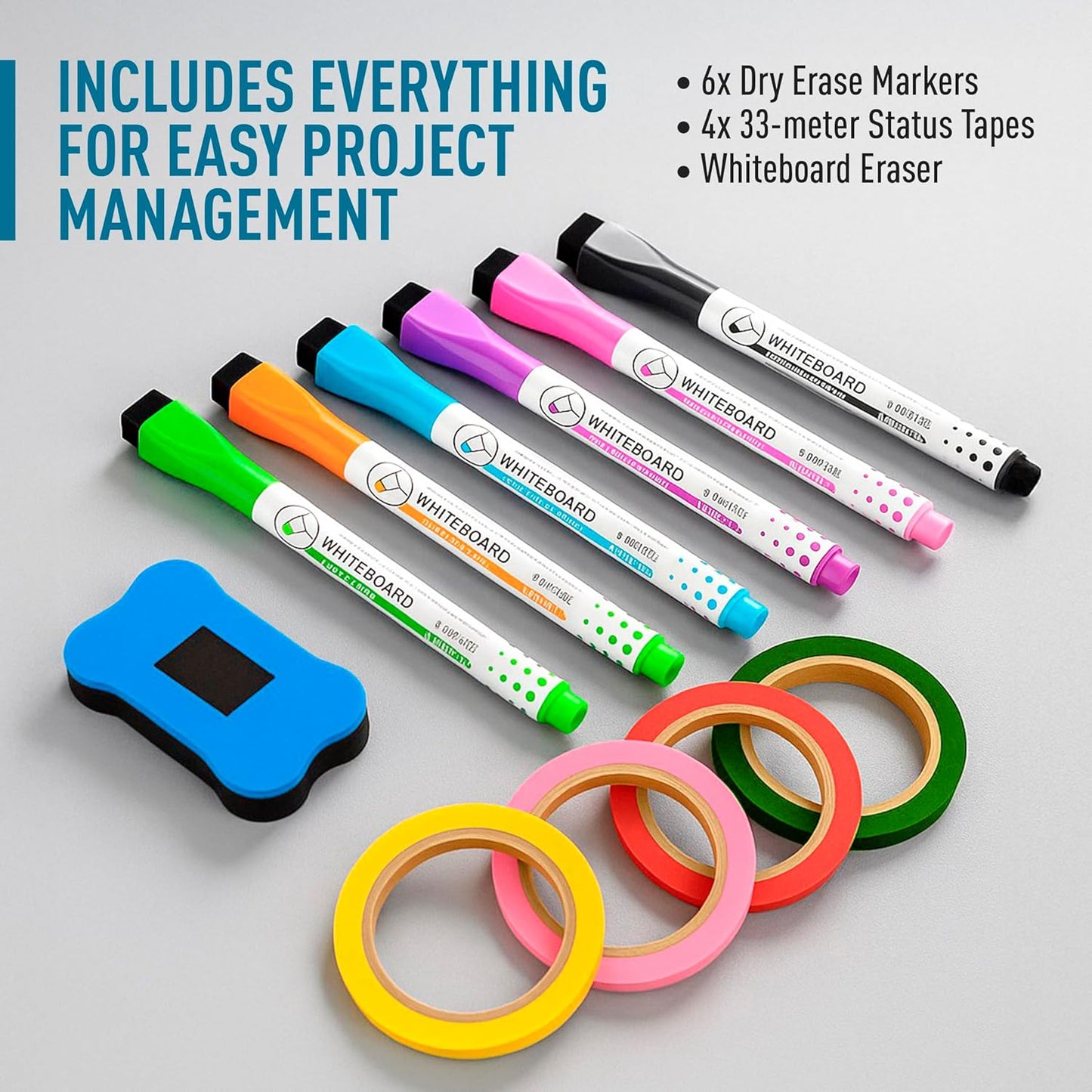 Business Gantt Chart Board – 40"x24" Professional Project Management Whiteboard with Tapes & Markers