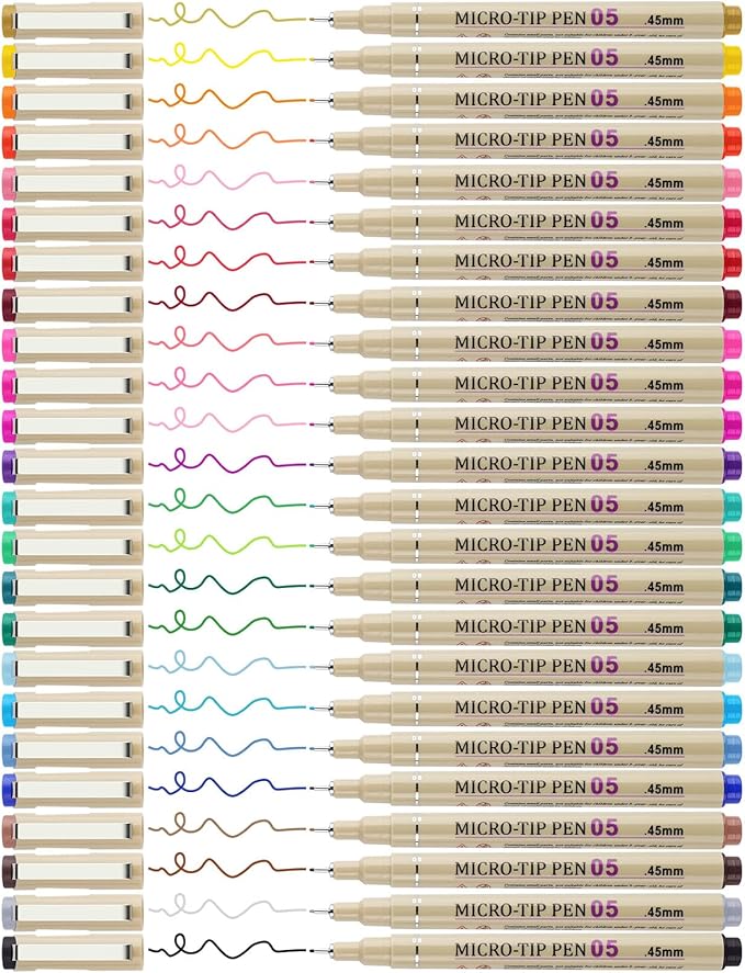 [24 Colors] 05 Micro, Fineliner Pen Set Ink, Fine Point Pen,Multi-liner, Sketching, Anime,Artist Illustrating/Technical Drawing, Office Documents…