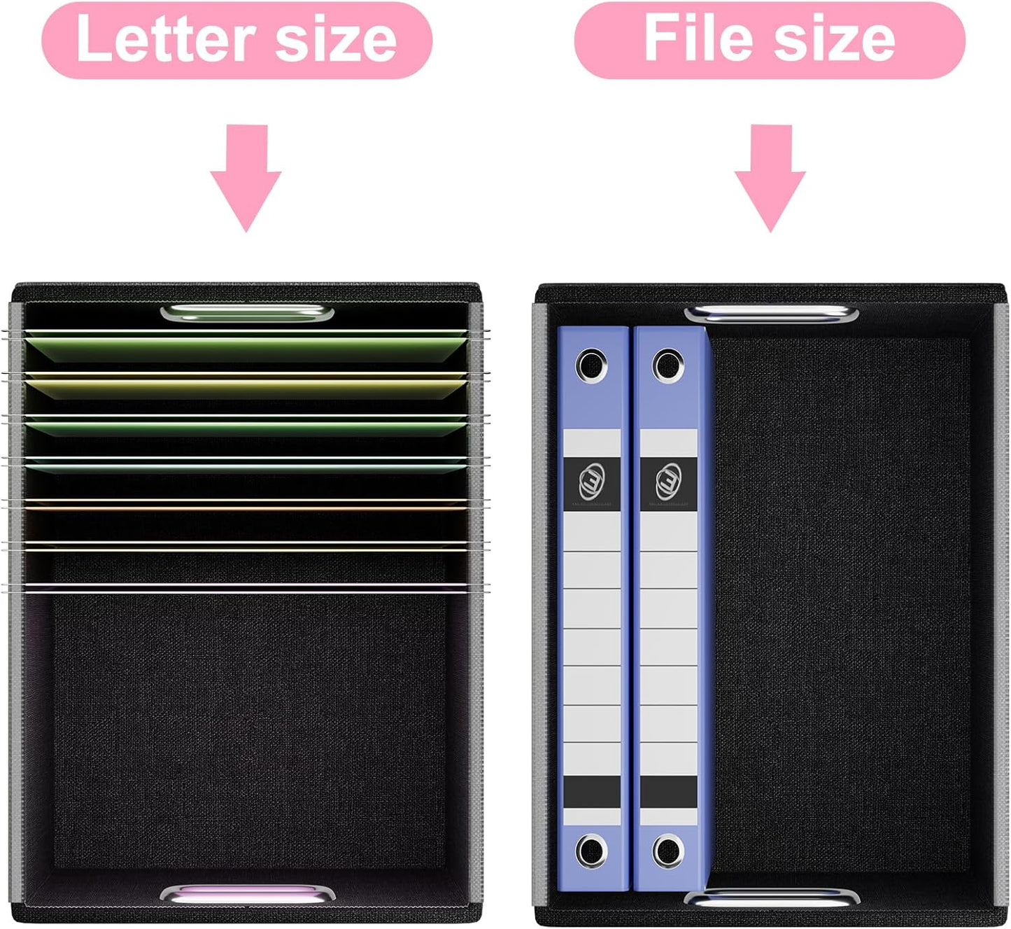 Huolewa Portable Leather File Organizer Boxes with Lids, Office Document Boxes Organizer, Filing Boxes, Decorative Small File Boxes for Hanging Files, File Cabinet for Office/Home - 4 Pack