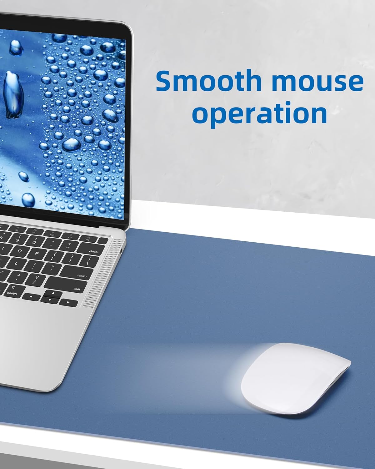 Leather Desk Pad Blotter,Mouse Pad,Office Desk Mat, Non-Slip PU Leather Desk mat,Large Desk mat,Waterproof Keyboard mat for Office/Home/Decor (Grey Blue,31.5" x 15.7")