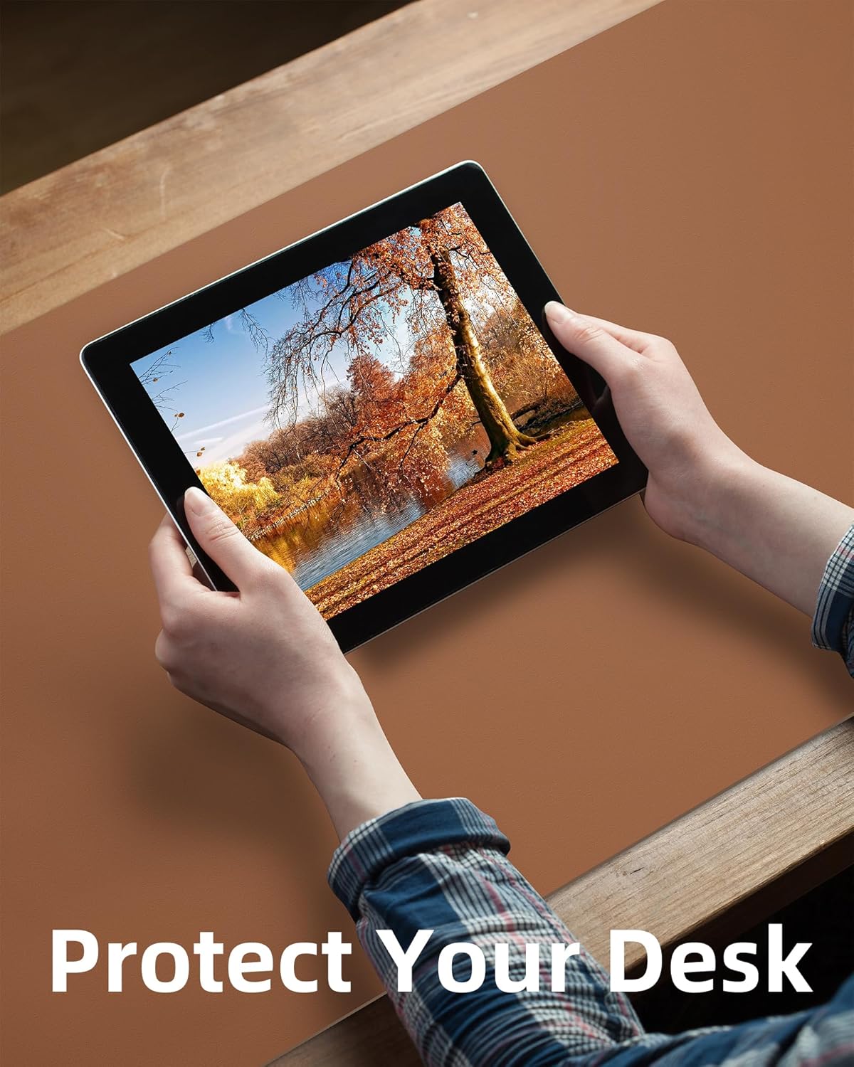 Leather Desk Pad Protector,Mouse Pad,Office Desk Mat, Non-Slip PU Leather Desk Blotter,Large Desk mat,Waterproof Keyboard mat for Office/Home/Decor (Brown,48" x 24")