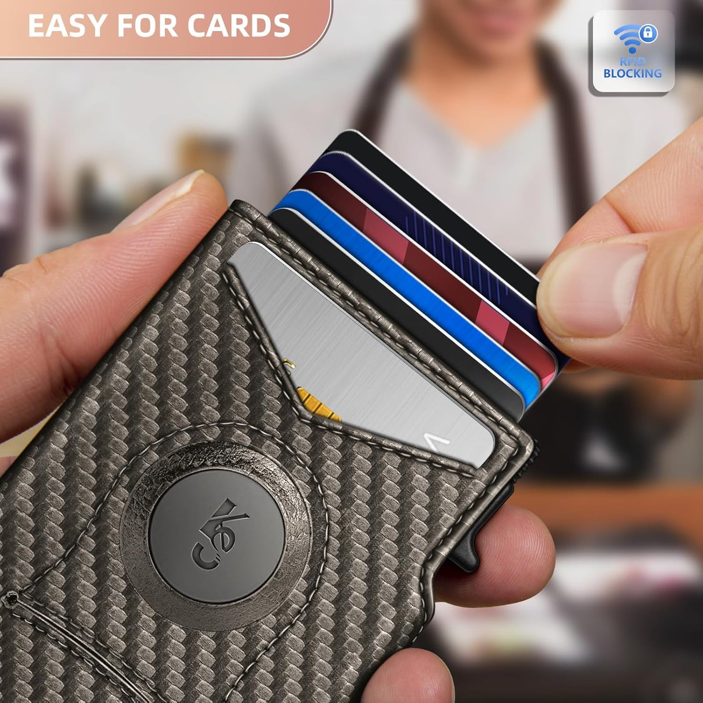 KEMISANT Airtag Wallet Men Gift,Mens Slim Front Pocket Wallet Money Clip Standard or Apple Airtag Use 3.8"×2.8"×0.9"