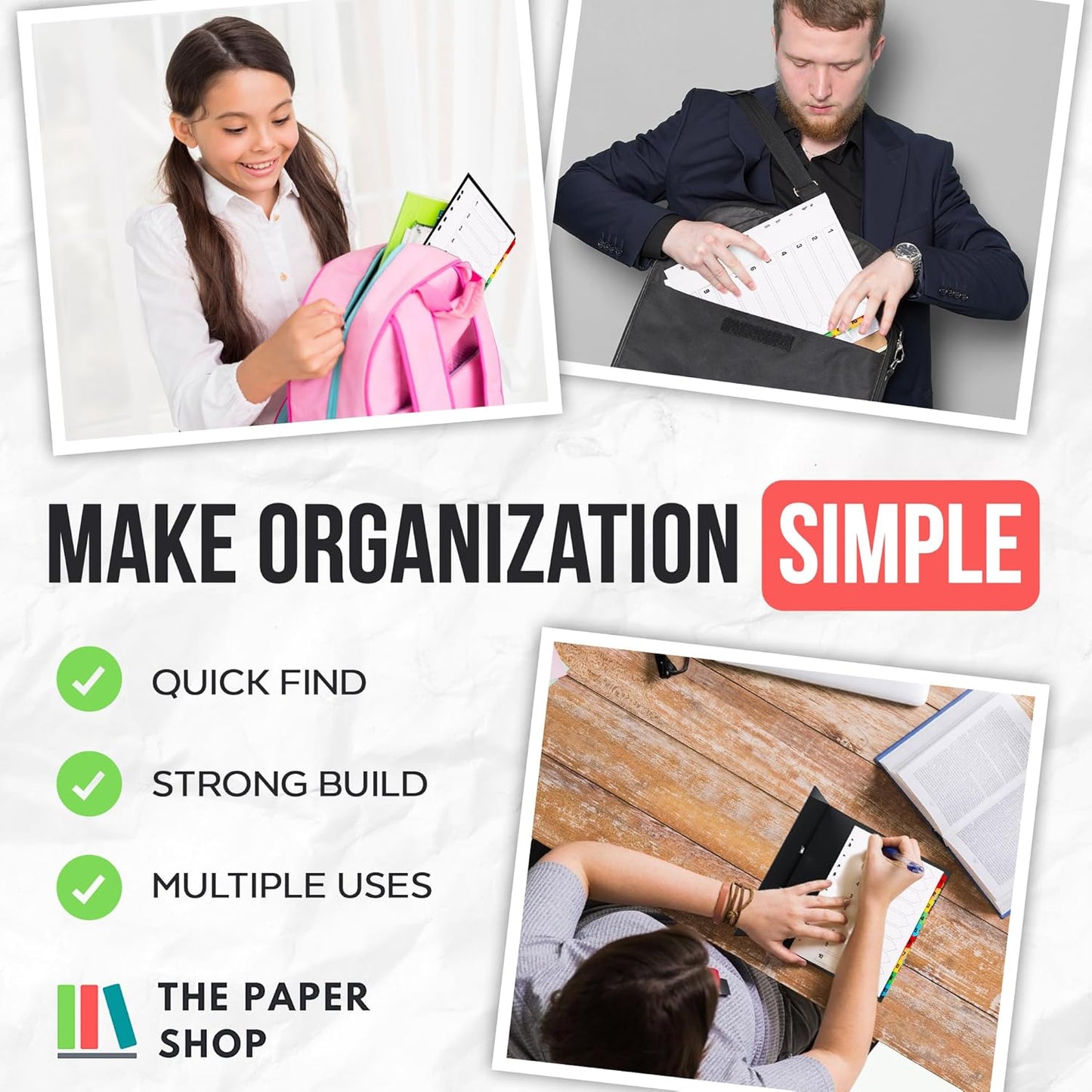 Binder Dividers with Tabs A4 10 Numbered | DIviders for 3 Ring Binder | for Organization Pages in 3 Ring Binder Dividers with tabs, Each Set Includes Tab Dividers - The Paper Shop (5)