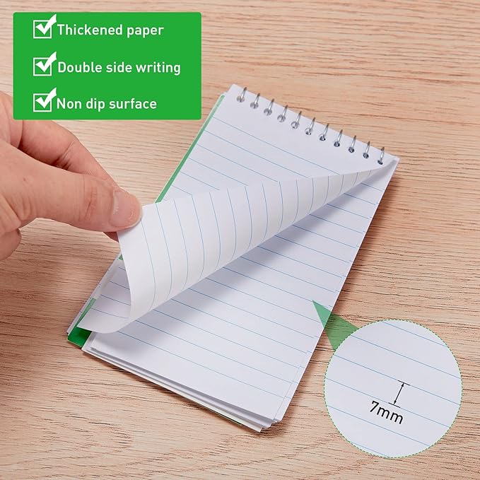 Thenshop 50 Pads Spiral Memo Bulk 3'' x 5'' Top Bound Memo Book 60 Sheets Small Mini Notebooks Lined Wire Bound Pocket Steno Book for Home, Office, School (Classic Colors)