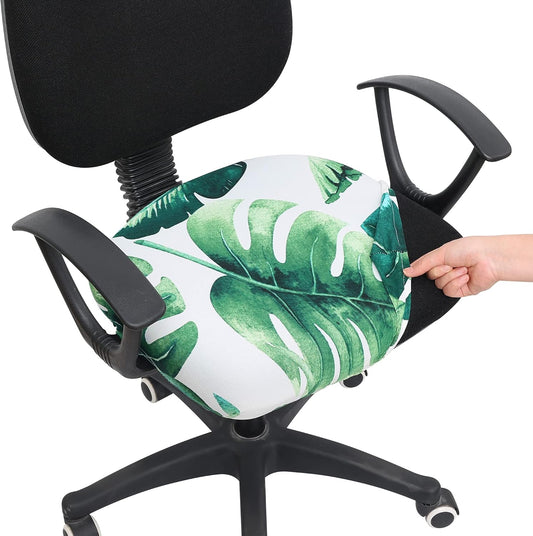 Smiry Printed Office Computer Chair Seat Covers, Stretch Fit Universal Desk Rotating Chair Cover Washable Removable Seat Cushion Protectors - Green
