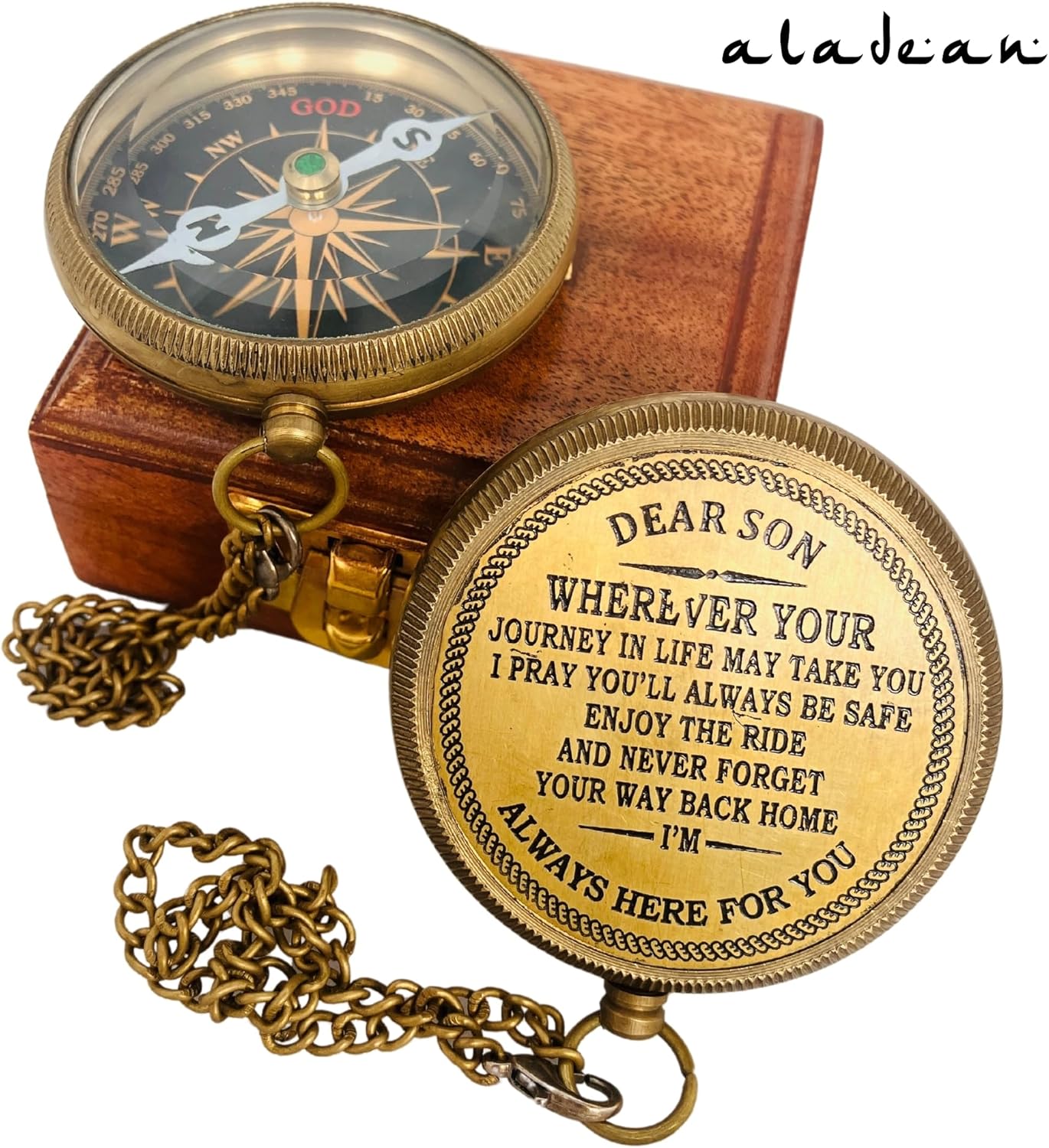Gift for Son from Mom Dad | Engraved Compass 2" - Father to Son Gifts, Mom to Son Gifts for Graduation 2025, Birthday Baptism Confirmation Communion