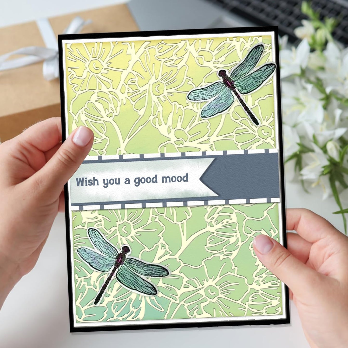 ALIBBON Spring Flower Background Plastic Embossing Folders for Card Making, Floral Background Embossing Folders for DIY Scrapbooking, Flowers Folders for Paper Craft Photo Album Decorations