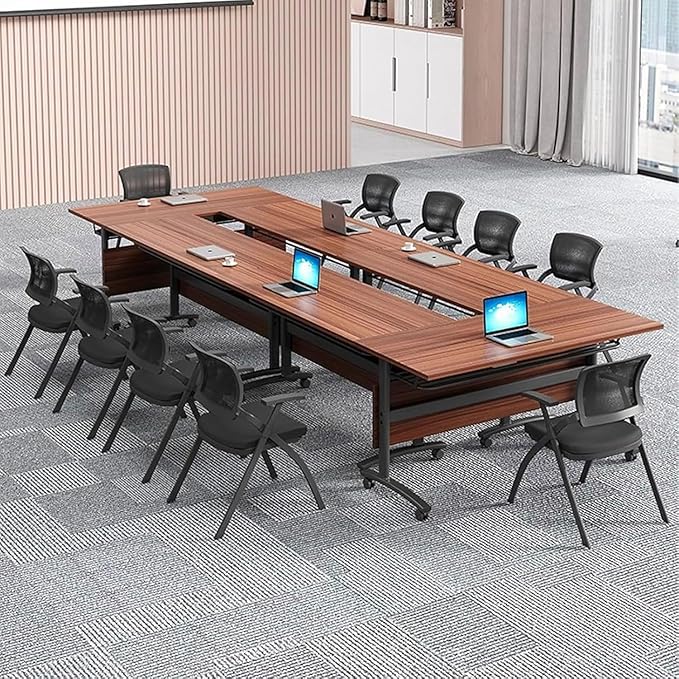 Conference Table, Folding Conference Tables Modern White, Conference Room Table with Wheels, 2-10 People for Office, Meeting Room (6, 1619YHT, 61IN)