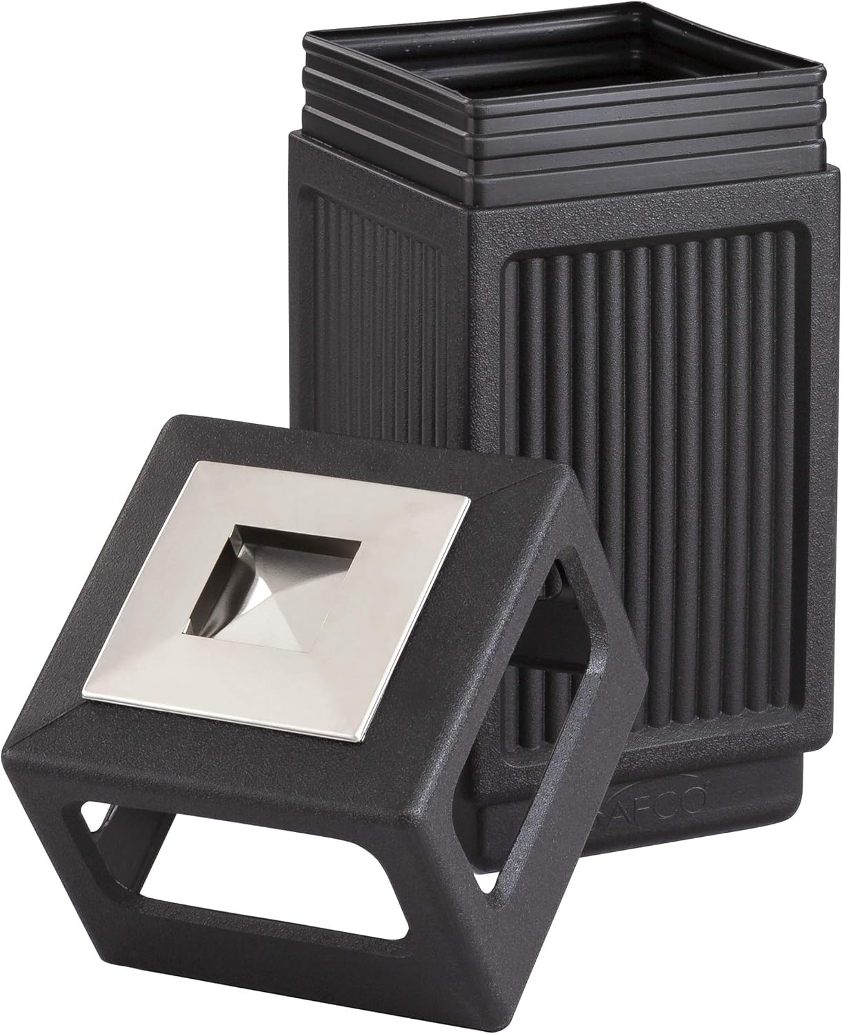 Safco Canmeleon Trash Can, Indoor and Outdoor Use, Durable & Weather-Resistant Commercial Garbage Can with Ashtray, Black