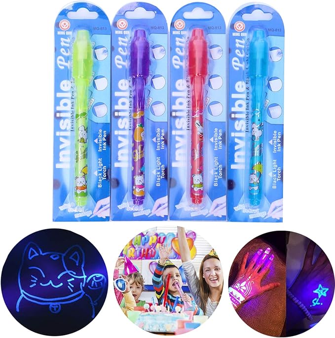 Invisible Ink Pen, Spy Pen Secret Message Writer with uv Light Magic Marker for Drawing Fun Activity Kids Party Favors Ideas Gifts and Stock Stuffer (24pcs)