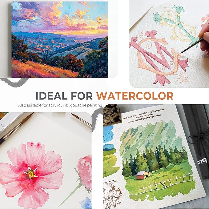 Nicpro 24pcs Watercolor Brushes Professional, Soft Synthetic Squirrel Hair Watercolor Brush Set with Cloth Roll, Round, Liner, Flat, Filbert, Dagger, Cat Tongue for Water Color Gouache Inks Painting