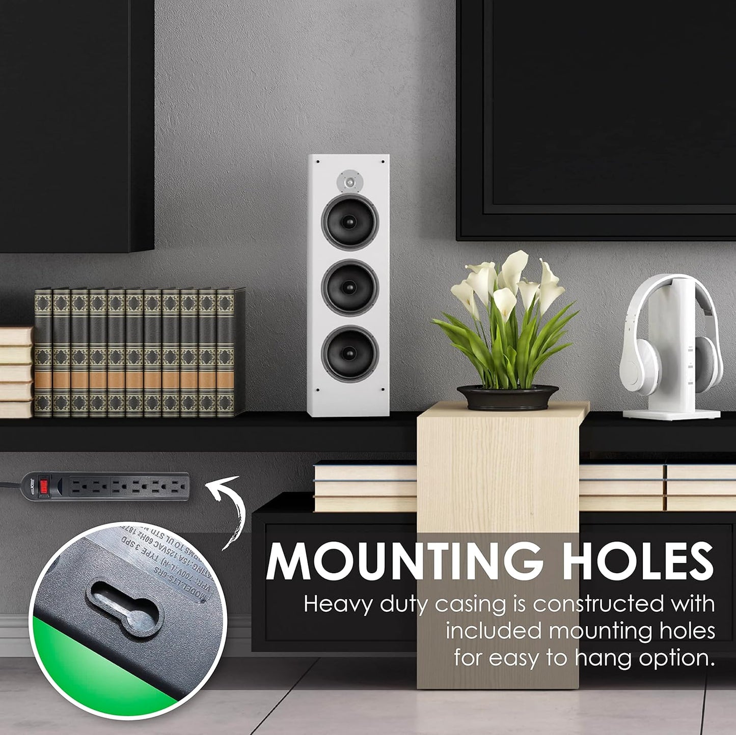 Digital Energy 6-Outlet Surge Protector Power Strip with 15-Ft Long Extension Cord, Black, ETL Listed/UL Standard