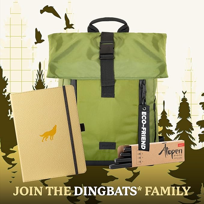 Dingbats* Wildlife Dotted Writing Journal Notebook A5 - Vegan Leather Hardcover - Ideal for Work, Travel - Pocket, Elastic Closure, & Bookmark