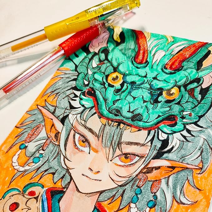 200 Pack Gel Pen Set 100 Colored Gel Pen with 100 Refills,Glitter Gel pens 40% More Ink with Canvas Bag for Kids Coloring Books Drawing Crafts Scrapbooks Journaling Planner