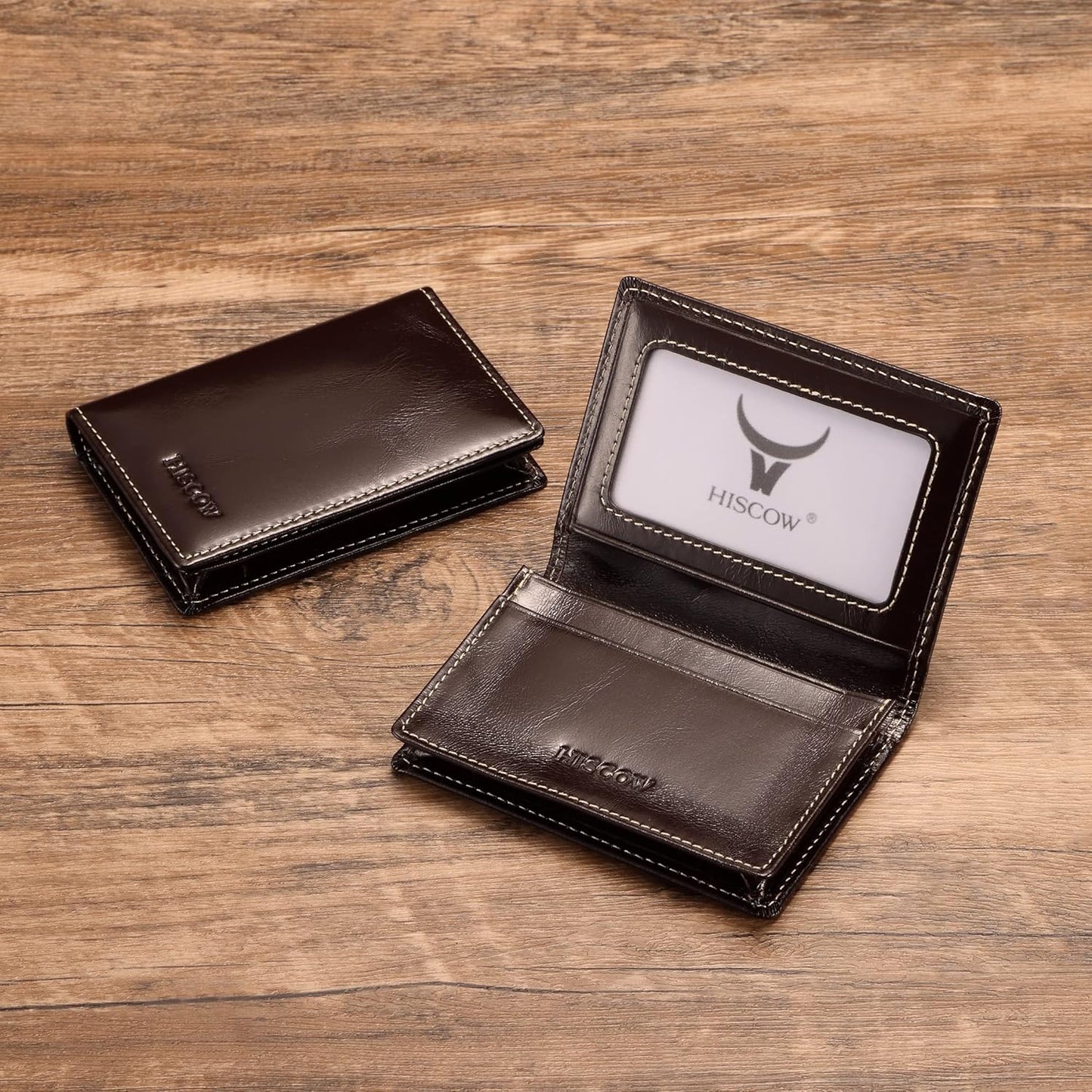 Leather Business Card Case Holder for Men & Women, Italian Calfskin