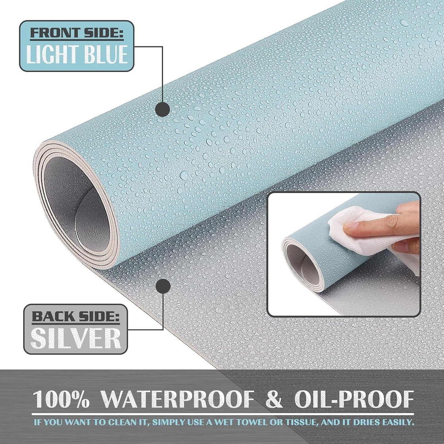 K KNODEL Large Office Leather Desk Mat, Mouse and Keyboard Pad, Computer and Laptop Mat, Desktop Protector and Cover, Writing Pad and Blotter (47.2"x23.6", Light Blue)