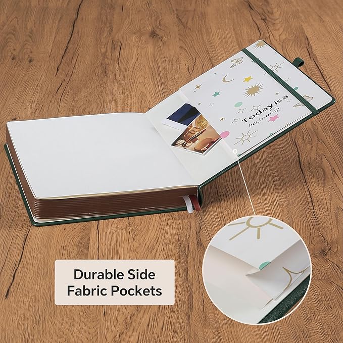 ZXHQ 360 Pages Thick Lined A5 Journaling Notebook, Hardcover Journal for Women Men Writing Notebook, Fine Inner Pocket, Tree of Life Design, 100Gsm Paper - Dark Green