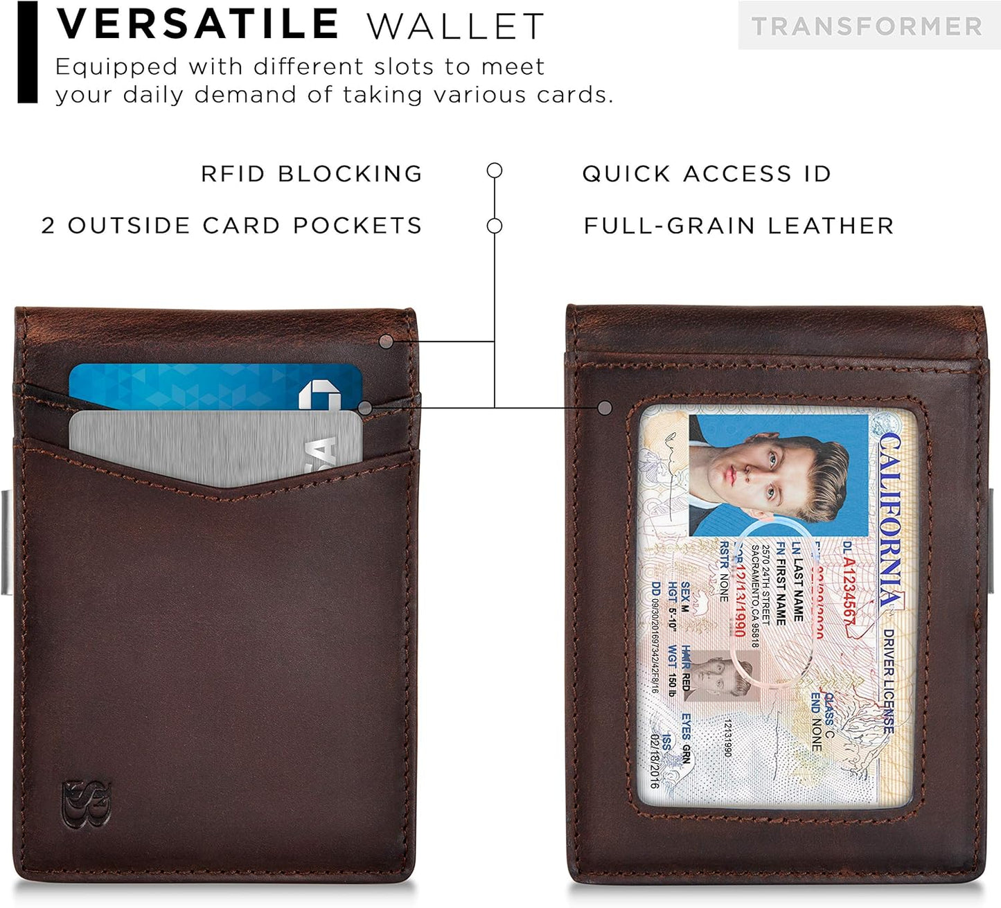 SERMAN BRANDS Money Clip Wallet - Mens Wallets slim Front Pocket RFID Blocking Card Holder Minimalist Mini Bifold