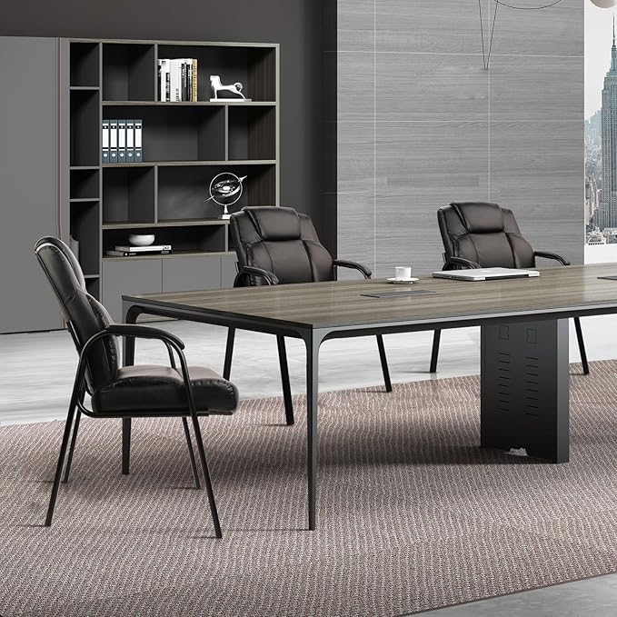 CLATINA Big & Tall 500 lb. Guest Chair, Leather Reception Chairs with Padded Arm Rest for Waiting Room Office Home and Meeting Conference-Black, 8 Pack