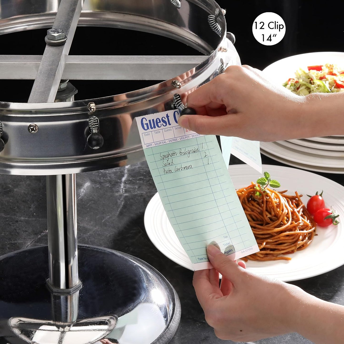 New Star Stainless Steel Order Wheel Ticket Holder, 16 Clips, 18-Inch Dia with 10-Inch Chrome Heavy Base, 1 Piece