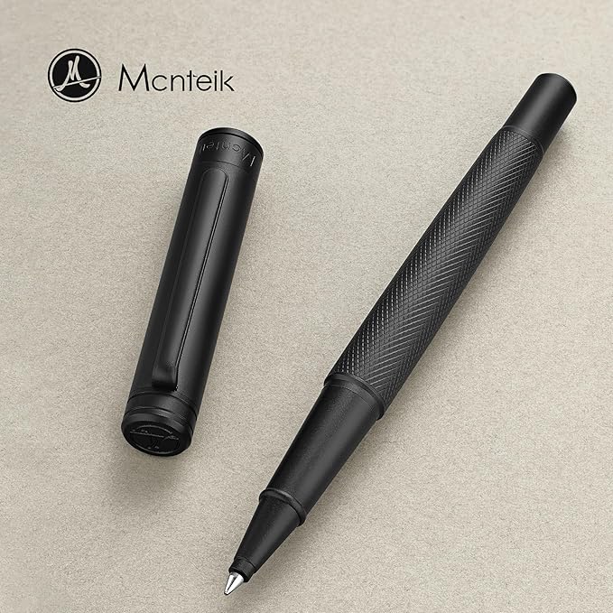 Matte Black Forest Rollerball Pen, Luxury Pen with Schmidt Black Ink Refill, Fancy Pen Gift Set for Men & Women, Business Signature, Executive, Office, Nice Fancy Designer Pens