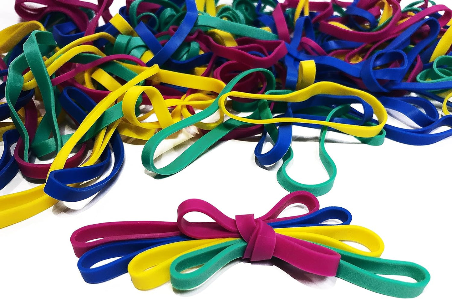 Rubber Bands, Size 64 (3 1/2" x 1/4"), Colored Latex Free Rubber Bands, Stretchable Rubber Band Office Supplies, Elastic Bands for Files Bank Paper Bills Money, Office or Home use, 50g Bag