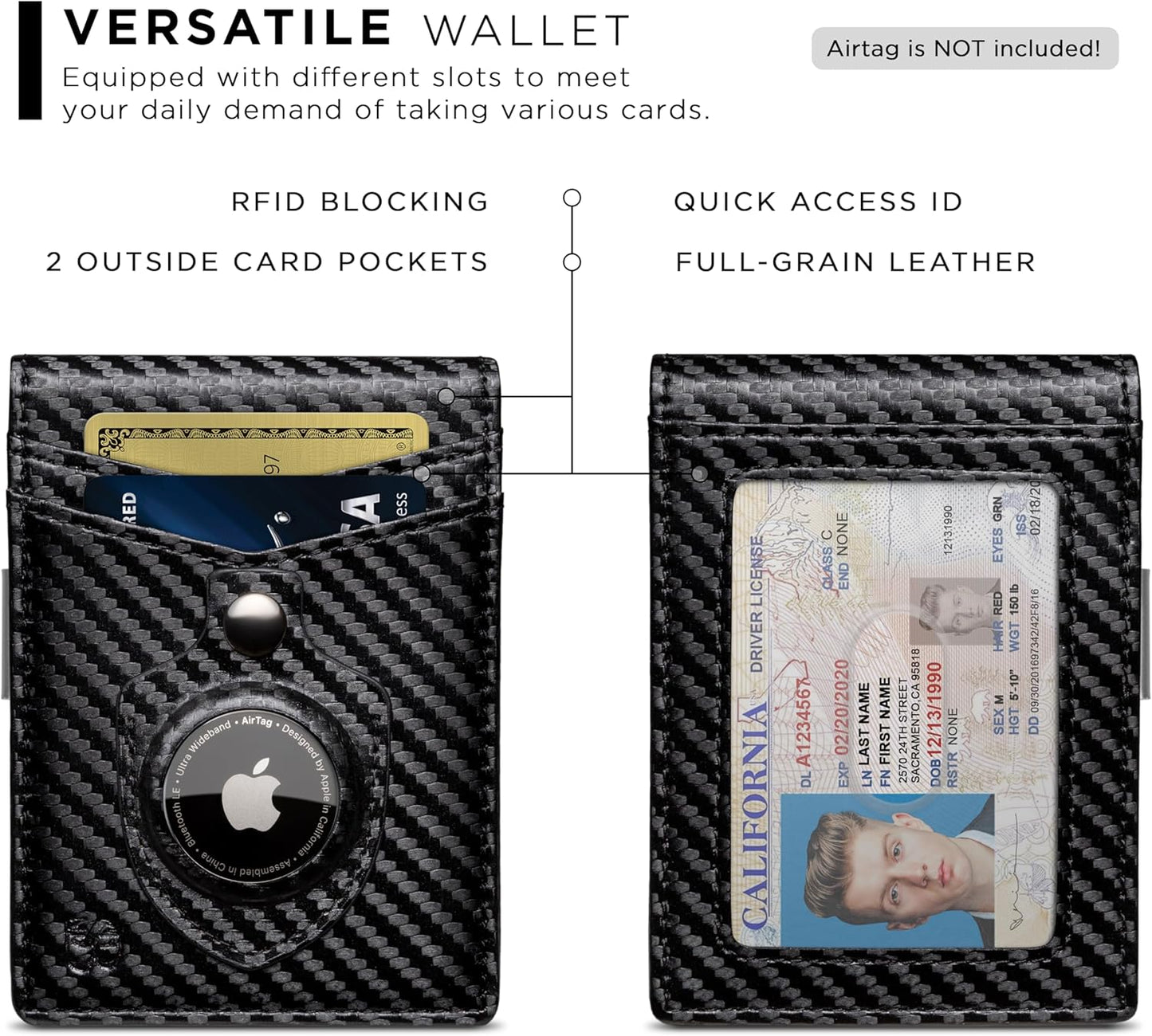 SERMAN BRANDS Money Clip Wallet - Mens Wallets slim Front Pocket RFID Blocking Card Holder Minimalist Mini Bifold