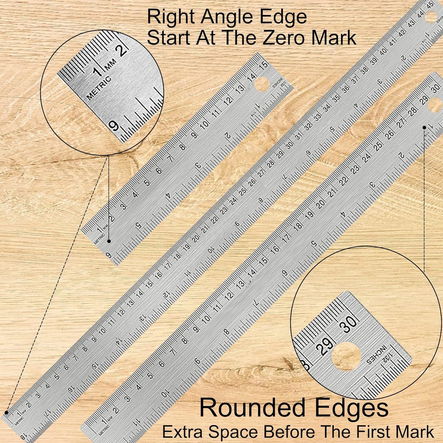Metal Ruler 6 Inch:[2 Pieces 6 Inch] Non-Slip Cork Backing Rulers with Inch and Centimeters Prevent Ink Leakage:for School Office Drawing Engineering