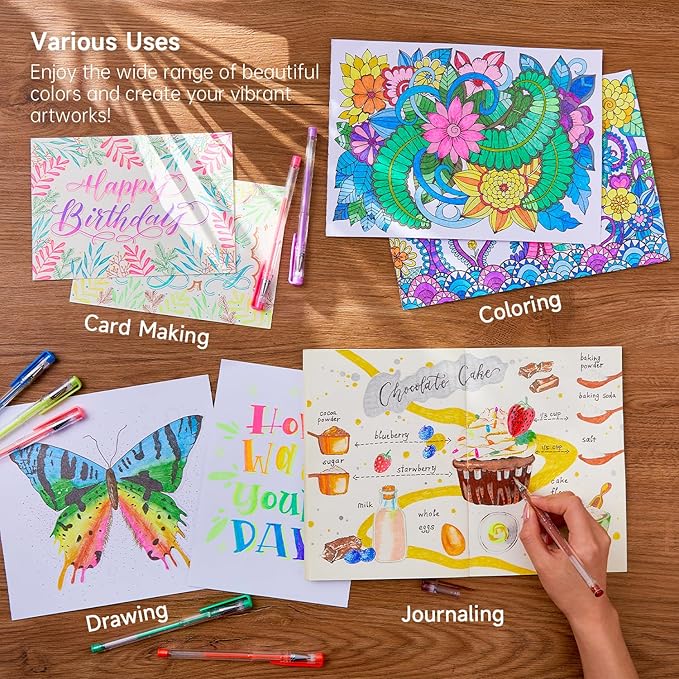 108 Colors Gel Pens Set, Gel Pens for Adult Coloring Books Journals Drawing Doodling Art Markers