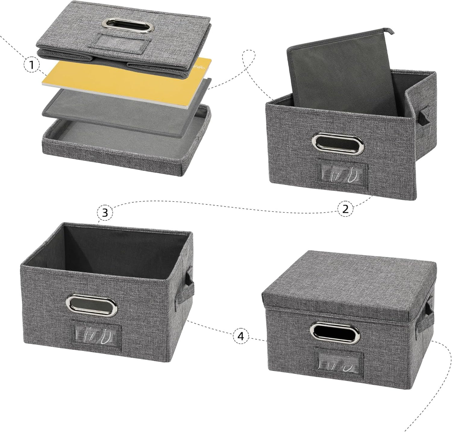 Greeting Card Organizer and Storage Box with 20 Pcs Adjustable Dividers, Storing Cards with 84 Pcs Labels Perfect for Storing Greeting Cards, Envelopes, Photos 2 Pack Grey