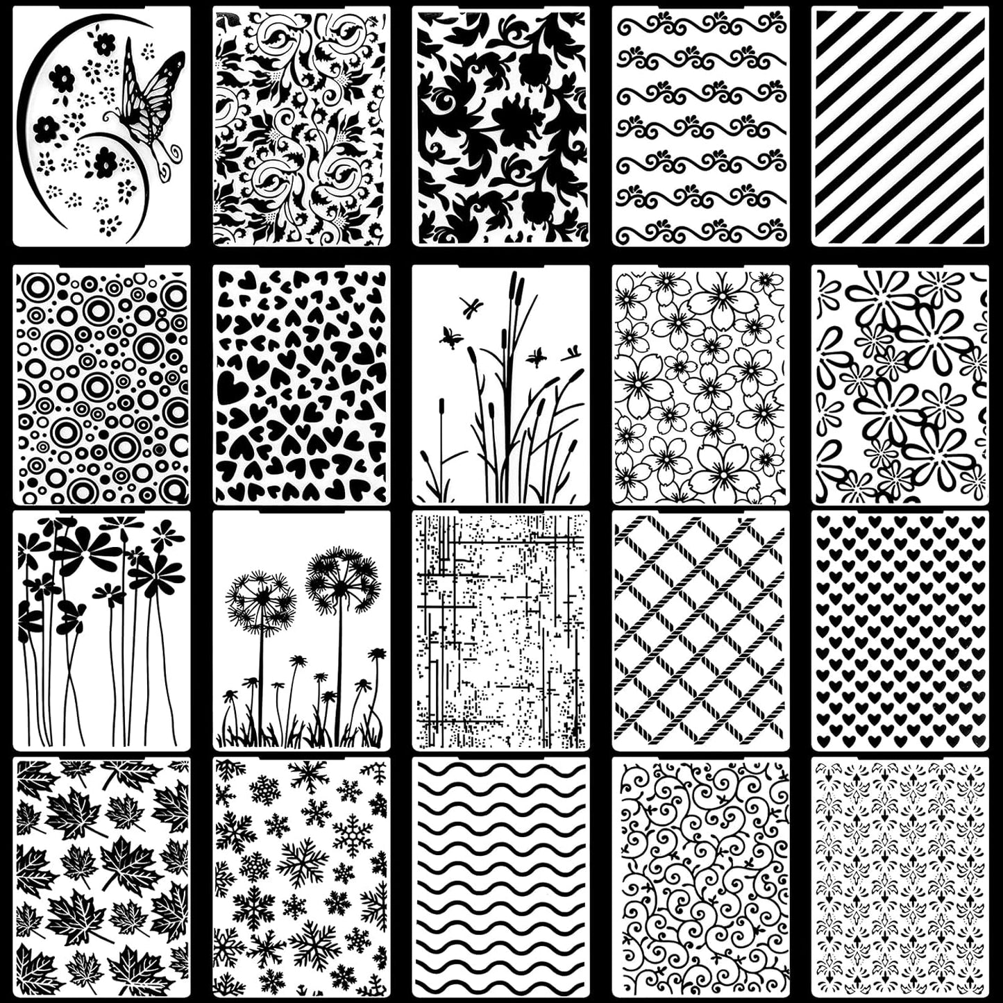 20 Pcs Embossing Folders for Card Making, DIY Craft Template Embossing Stencil Plastic Paper Card Decorating Mold Folder for Scrapbook Photo Album DIY Craft Making, 5.9 x 4.1 Inch (Vintage)
