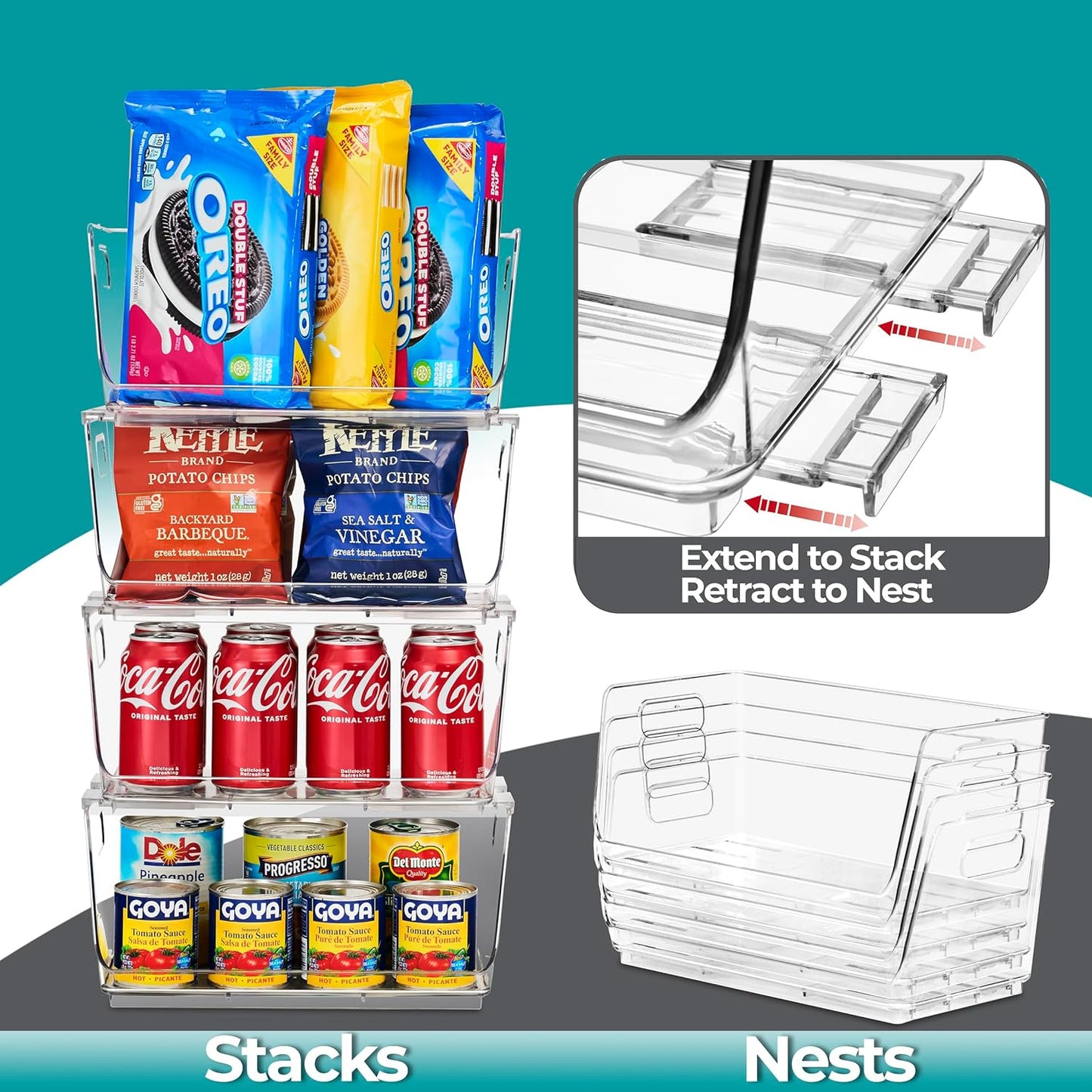 Sorbus Stackable Storage Bins Open Front - Clear Stackable Storage Bins - Pantry Bins for Storage and Organization - Acrylic Stackable Bins for Kitchen - Clear Pantry Organizer Bins (Small 2 Pack)