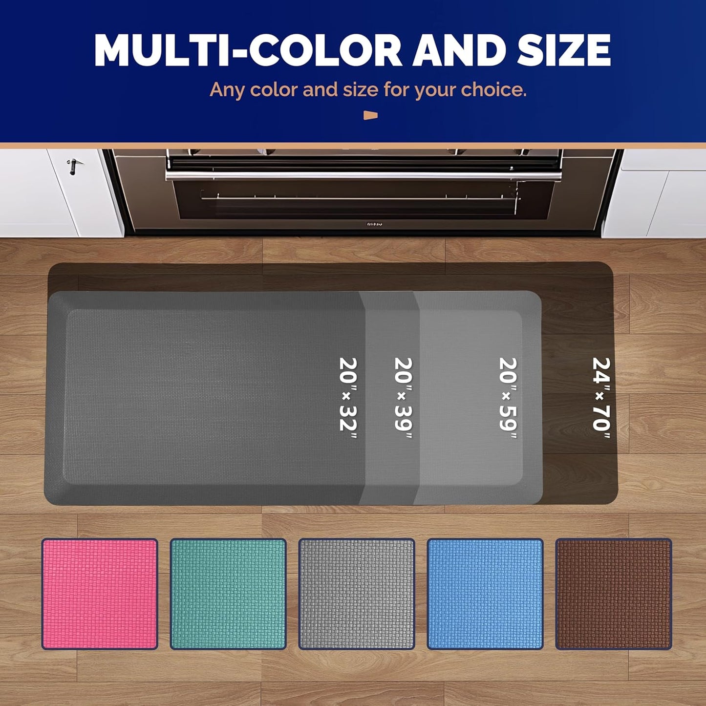 FEATOL Anti Fatigue Mat Floor Mat, Extra Thick Standing Office Desk Mat Memory Foam Cushioned Anti Fatigue Ergonomic Kitchen Mats Comfort Standing Pad NOT PVC 9/10 Inch Thick (20" x 39", Gray)