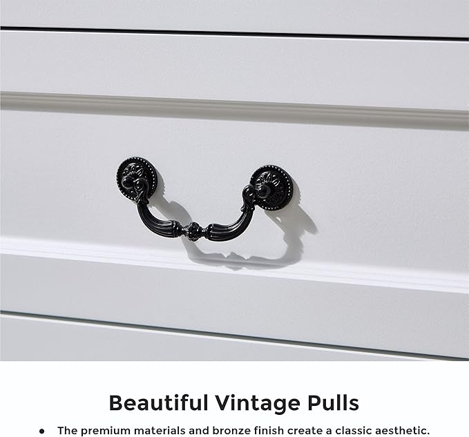 LIDYUK 5 Drawer Dresser for Bedroom Farmhouse White Wood Chest of Drawers for Bedroom Dresser, Rustic 46" Tall Wide Drawers Dressers Wooden Closet Storage Cabinet, Hallway, Living Room