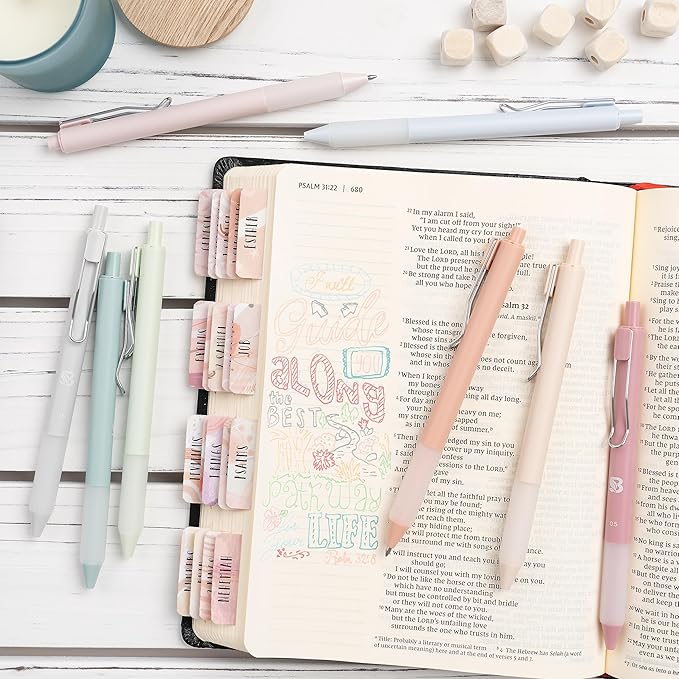 BLIEVE - Gel Pens Matte Finish, Smooth Writing, No Bleed - For Journaling, Bible Notes, Drawing - Cute School Supplies, 8 Pack (Pastel)